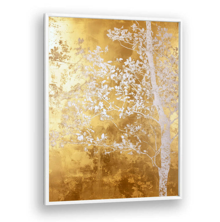 WHITE AND GOLD NATURE LANDSCAPE III , FLORAL FLOWER PAINTINGS