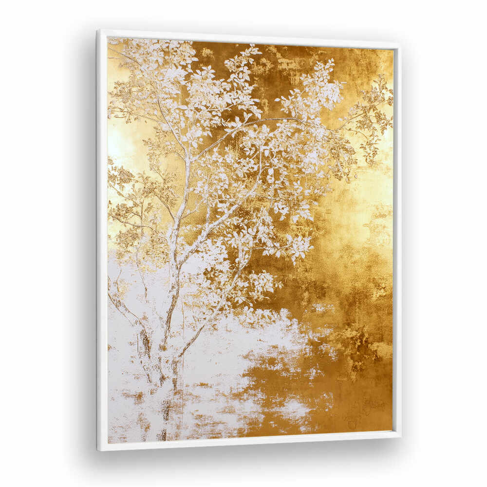 WHITE AND GOLD NATURE LANDSCAPE  , FLORAL FLOWER PAINTINGS