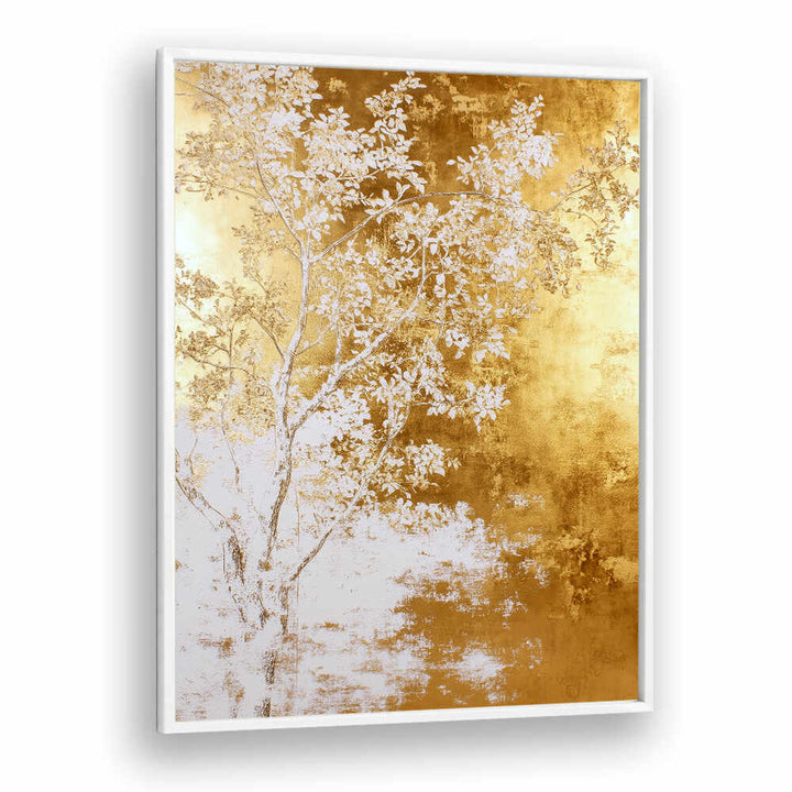 WHITE AND GOLD NATURE LANDSCAPE  , FLORAL FLOWER PAINTINGS