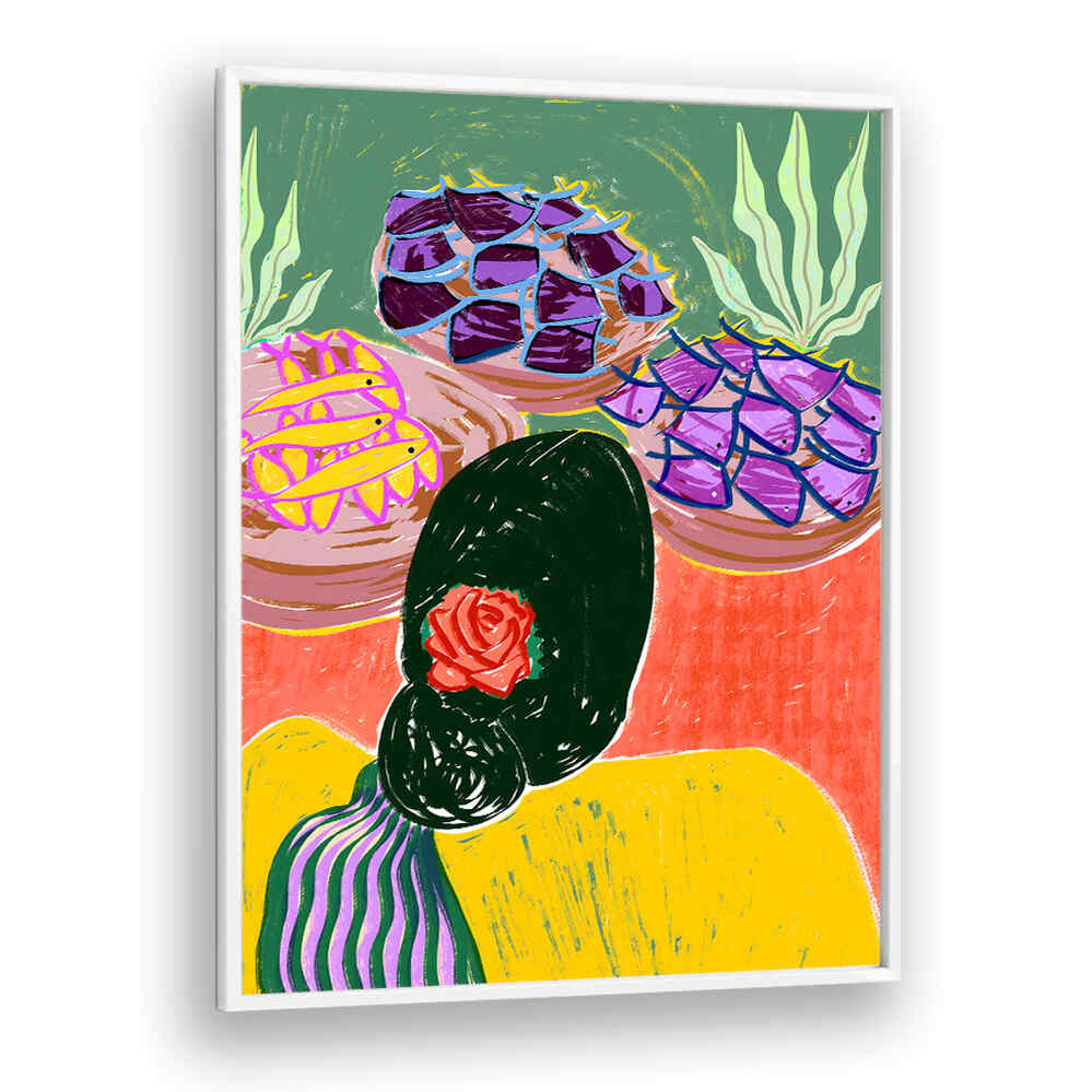 WOMAN WITH A FLORAL HAIRSTYLE