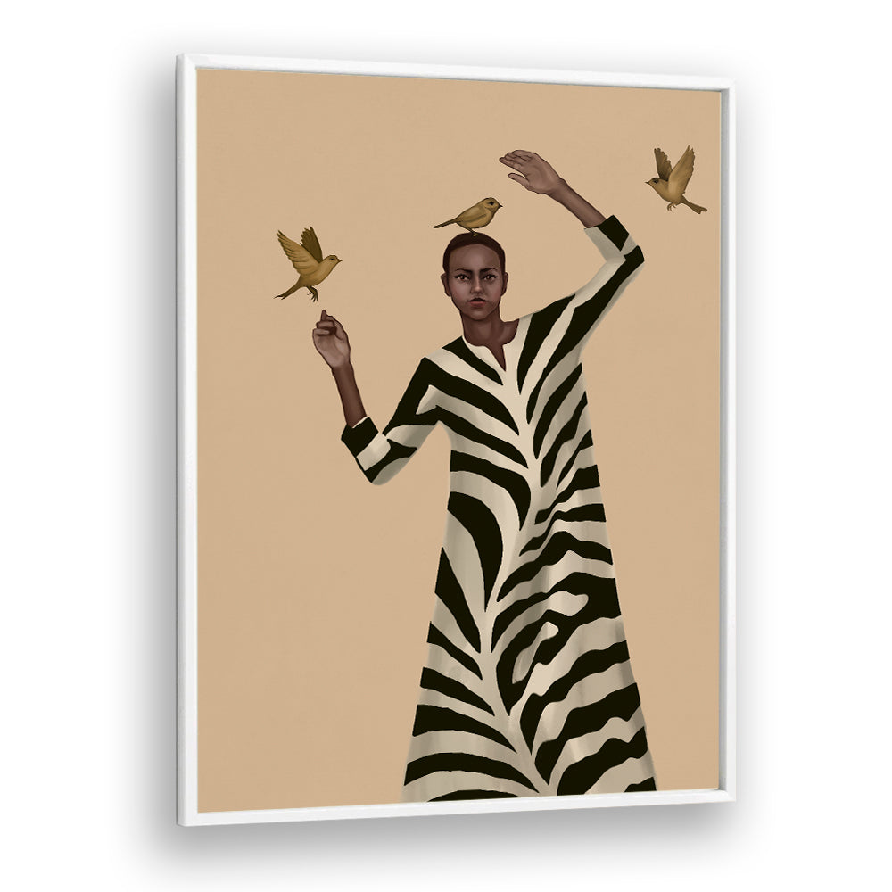 WOMAN WITH BIRDS & ZEBRA, SURREAL ART PRINTS