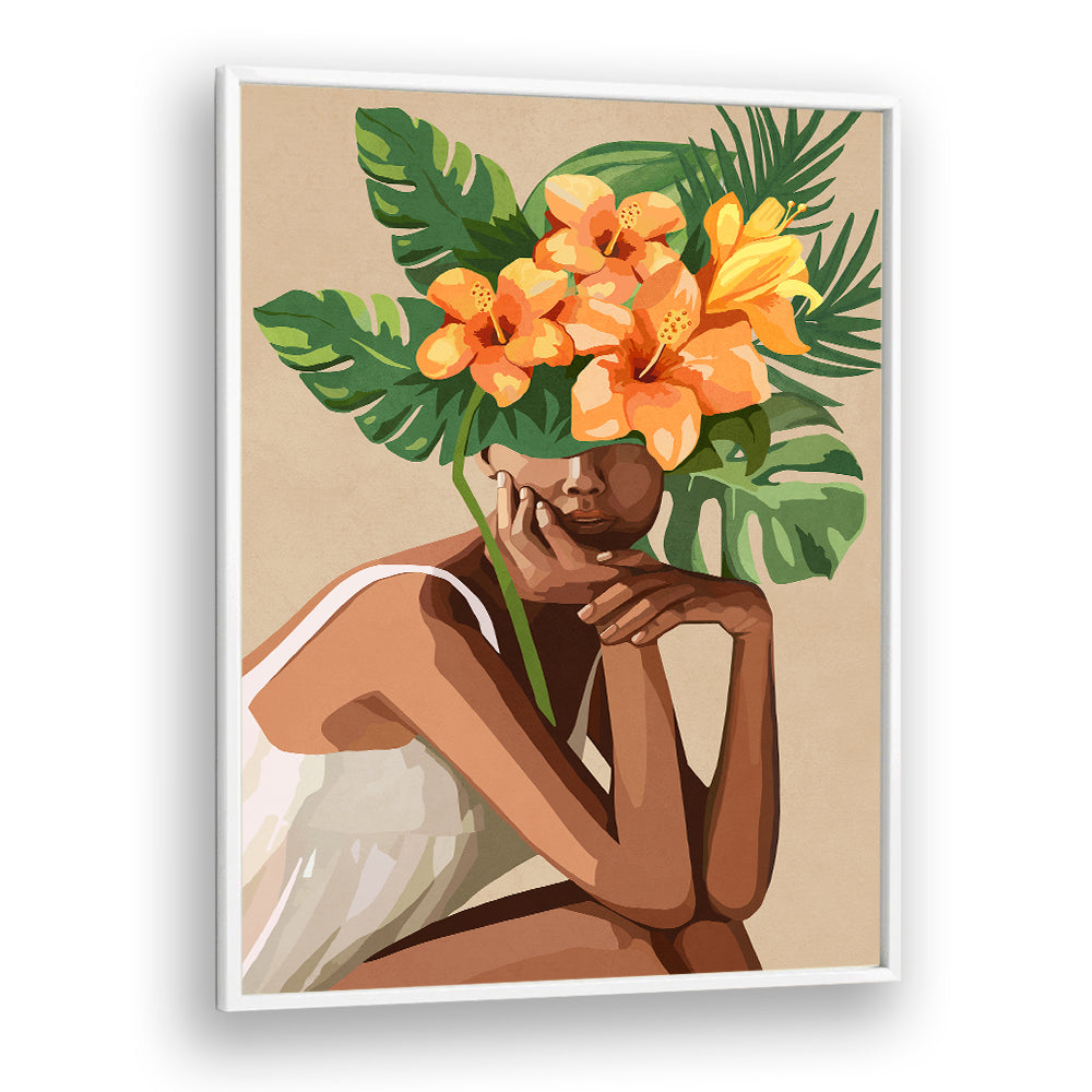 WOMAN WITH LEAVES, SURREAL ART PRINTS