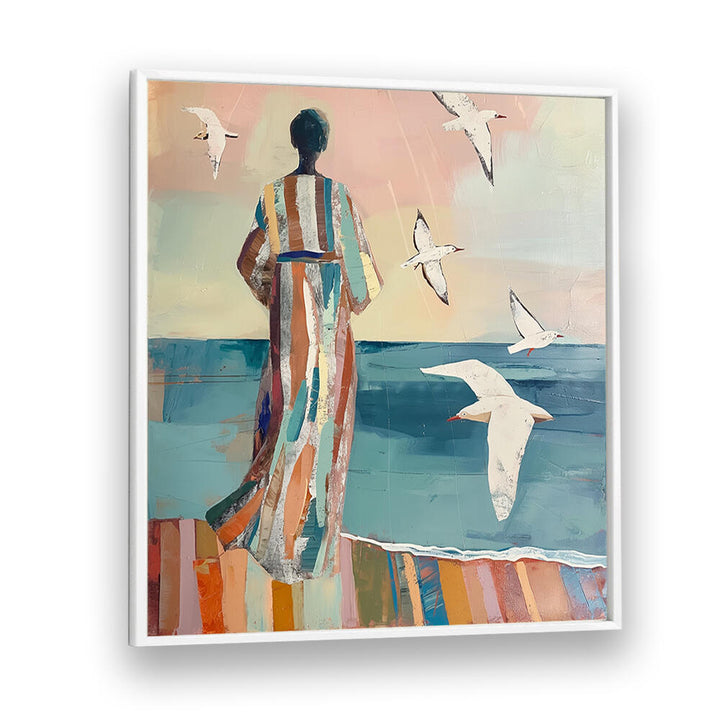 WOMAN AND SEAGULL , PORTRAITS & FIGURATIVE ILLUSTRATIONS