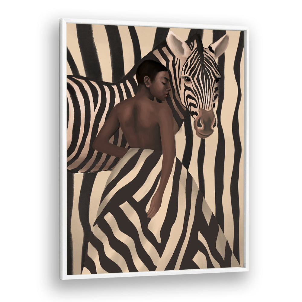 WOMAN AND ZEBRA, SURREAL ART PRINTS