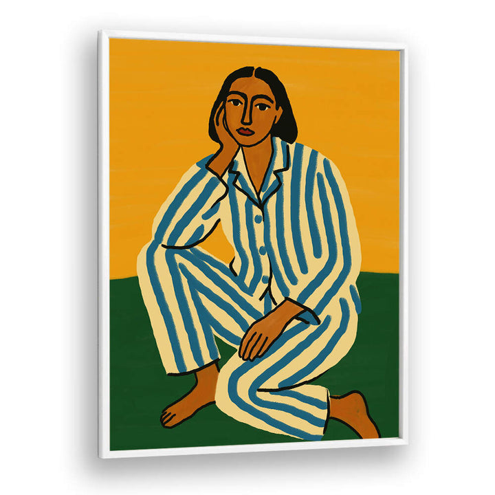 WOMAN IN STRIPED PAJAMAS , PORTRAITS & FIGURATIVE ILLUSTRATIONS