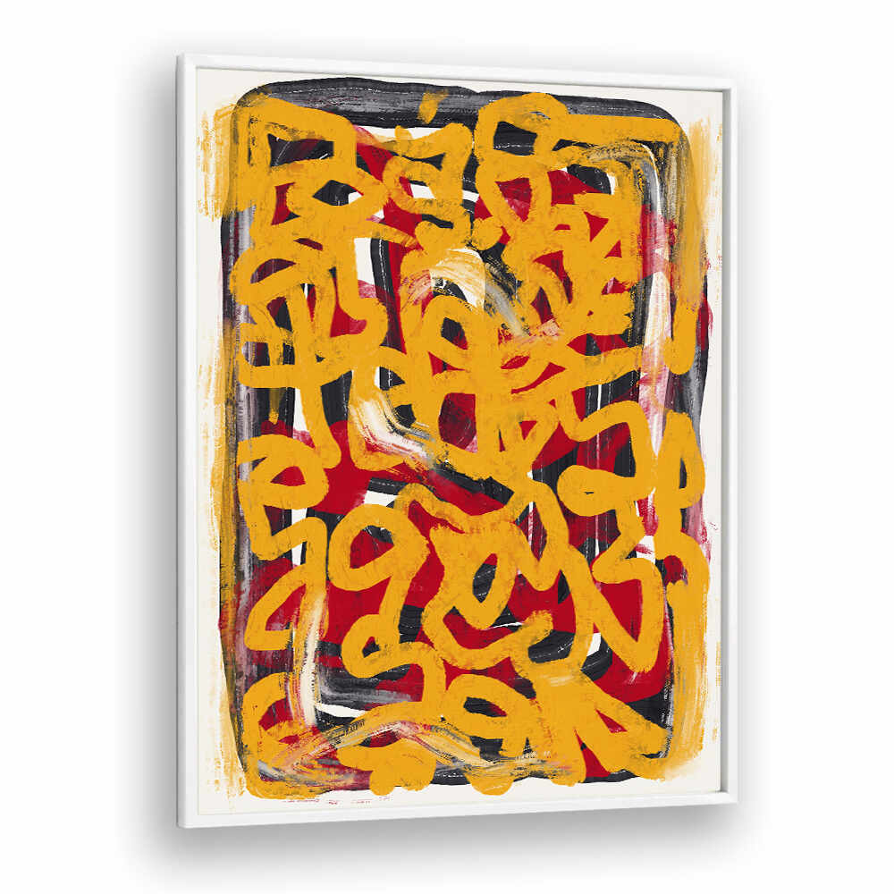 YELLOW DOTTED LINE ART ABSTRACT , LINE ART PAINTINGS