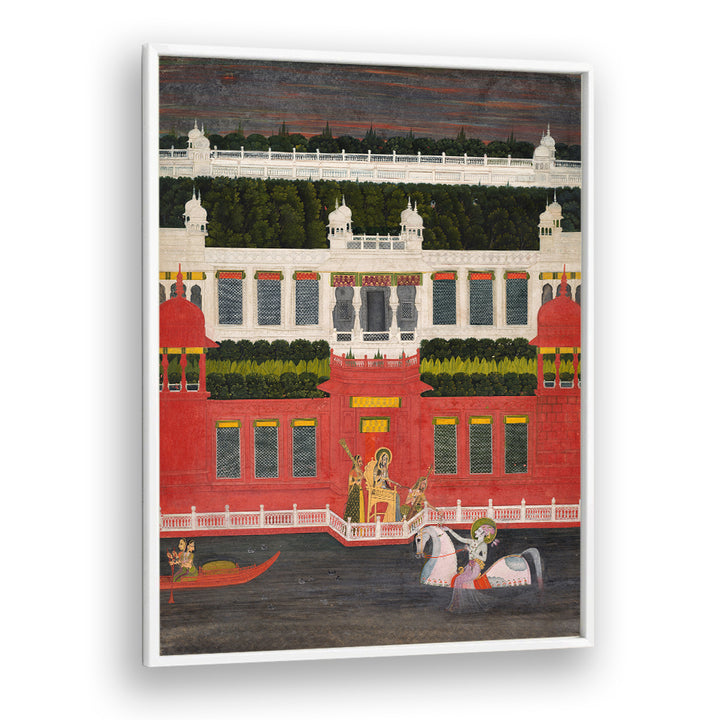 KRISHNA RECEIVES A FLOWER GARLAND , INDIAN ART PAINTINGS