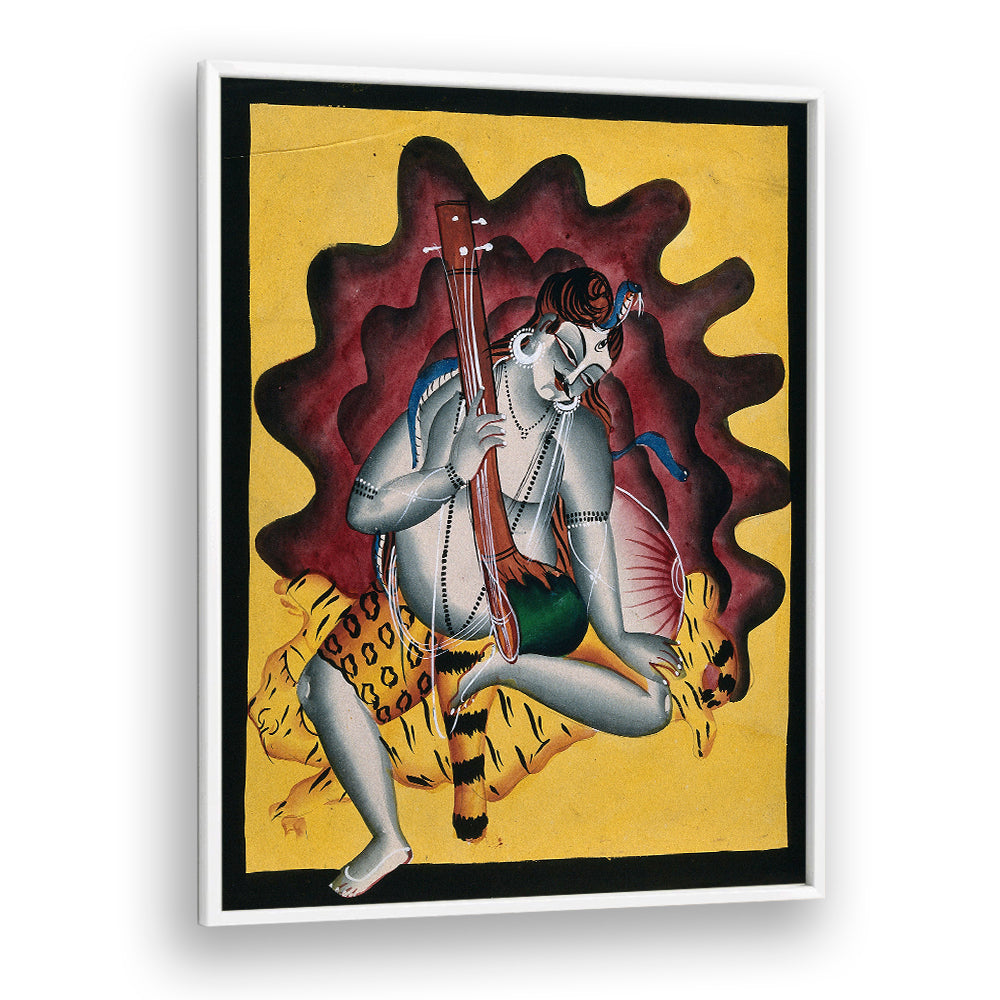 SHIVA SITS ON A TIGER SKIN , INDIAN ART PAINTINGS