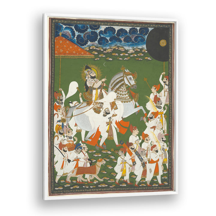 MAHARANA BHIM SINGH IN PROCESSION BY GHASI , INDIAN ART PAINTINGS