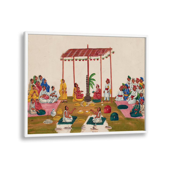 A MARRIAGE CEREMONY DURING 19TH CENTURY , INDIAN ART PAINTINGS