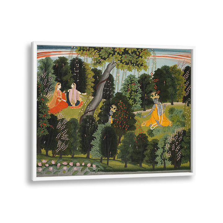 SAKHI PERSUADES RADHA TO MEET KRISHNA, , INDIAN ART PAINTINGS