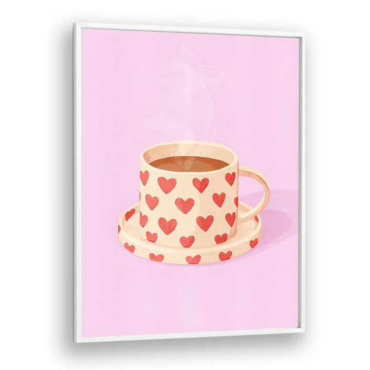 PINK HEART MUG WARM COFFEE