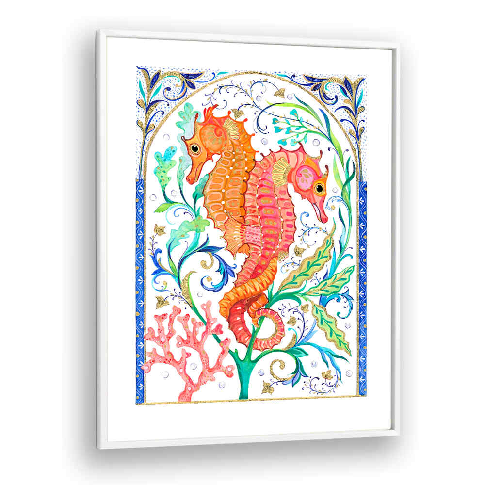 TWO VIBRANT SEAHORSES , BEACH PAINTINGS
