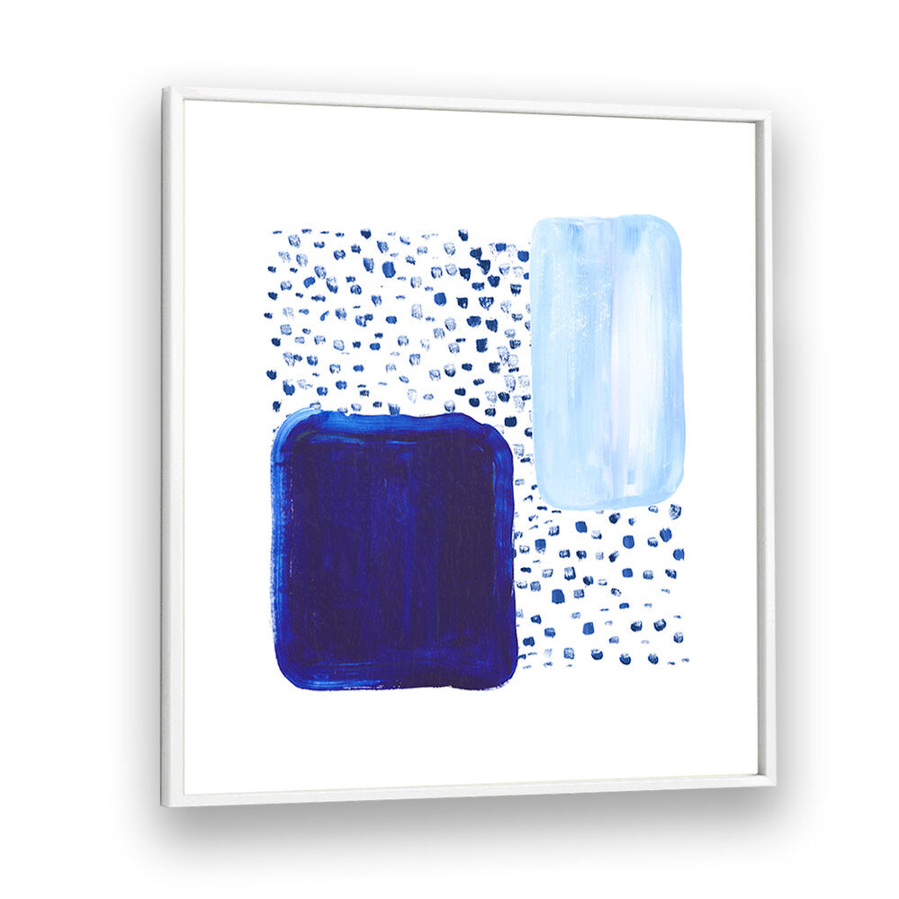 Transform your space with "OVER THE BLUE RAIN IS LAND, ABSTRACT PAINTINGS," featuring rich blues and dynamic brush strokes.