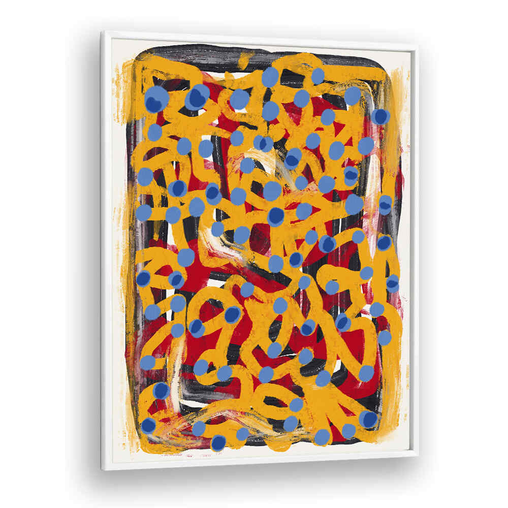 YELLOW DOTTED BLUE, ABSTRACT PAINTINGS