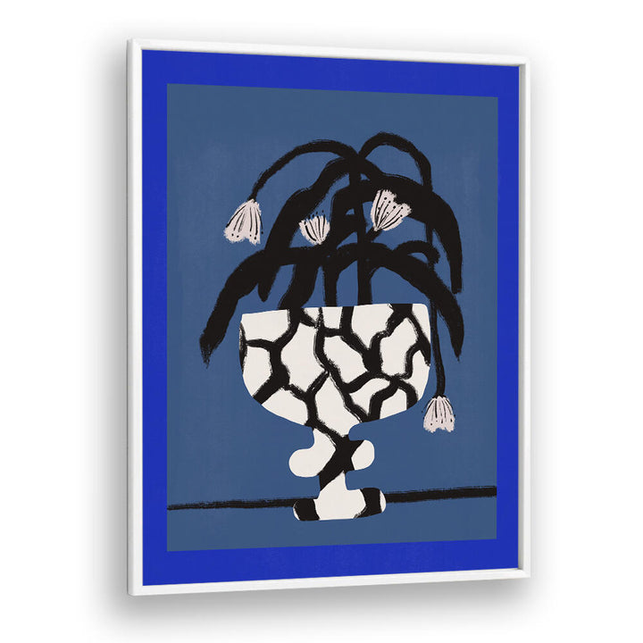 CRACKED VASE IN BLUE , FLORAL FLOWER PAINTINGS