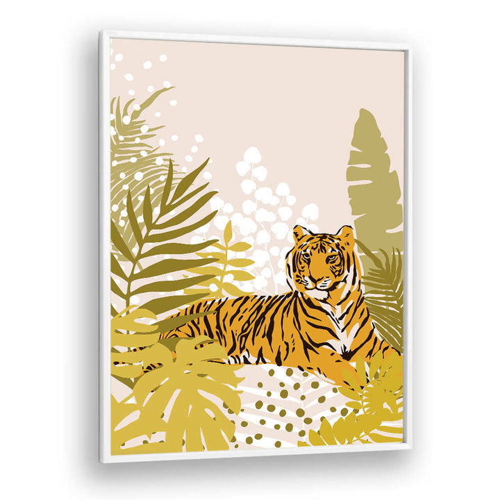 TIGER LAYING DOWN , ANIMAL PAINTINGS