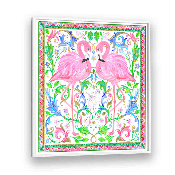TWO PINK FLAMINGOS , ANIMAL PAINTINGS