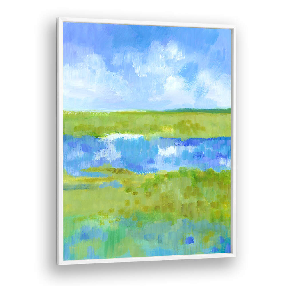ABSTRACT GREEN BLUE LANDSCAPE , LANDSCAPE PAINTINGS