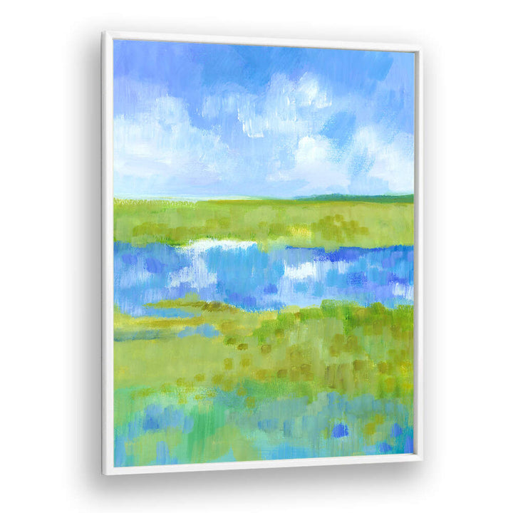 ABSTRACT GREEN BLUE LANDSCAPE , LANDSCAPE PAINTINGS