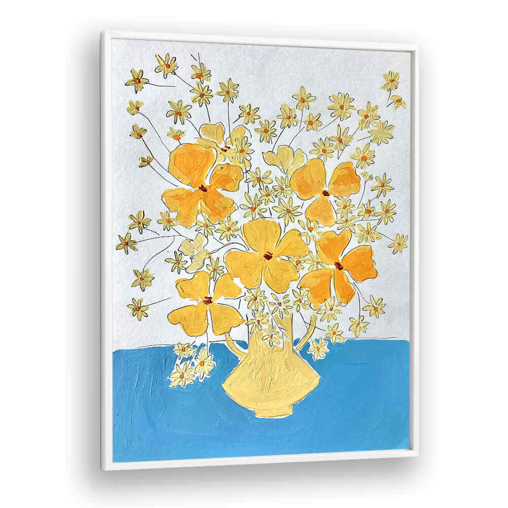 YELLOW , FLORAL FLOWER PAINTINGS
