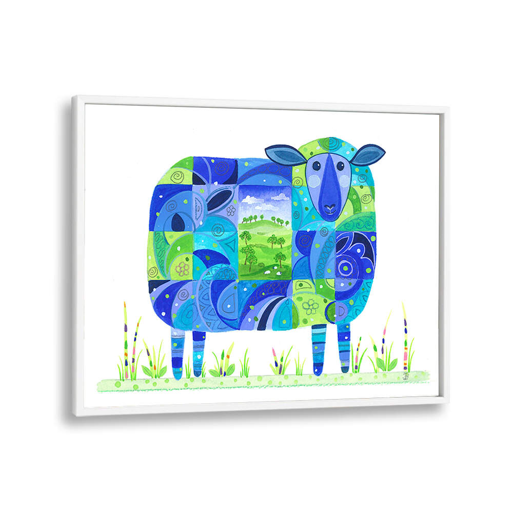 BLUE SHEEP ABSTRACT , KIDS ROOM PAINTINGS