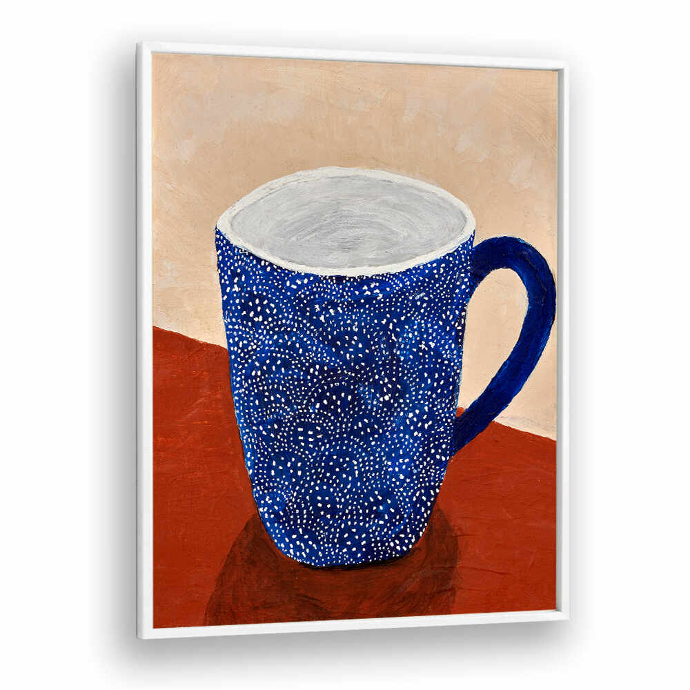 Stylish COFFEE TIME, KITCHEN POSTERS featuring a vibrant blue mug, perfect for coffee lovers and kitchen decor.
