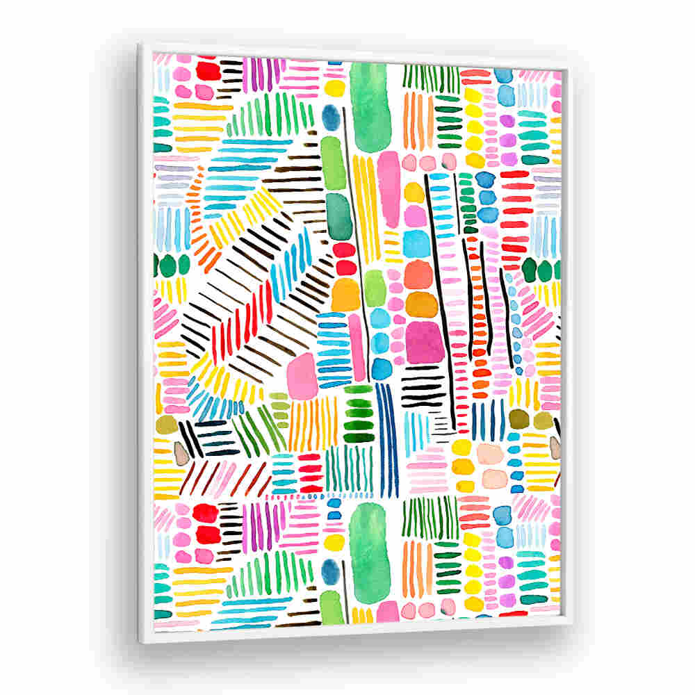 RAINBOW STITCHES WHITE BG , PATTERN ART PRINTS