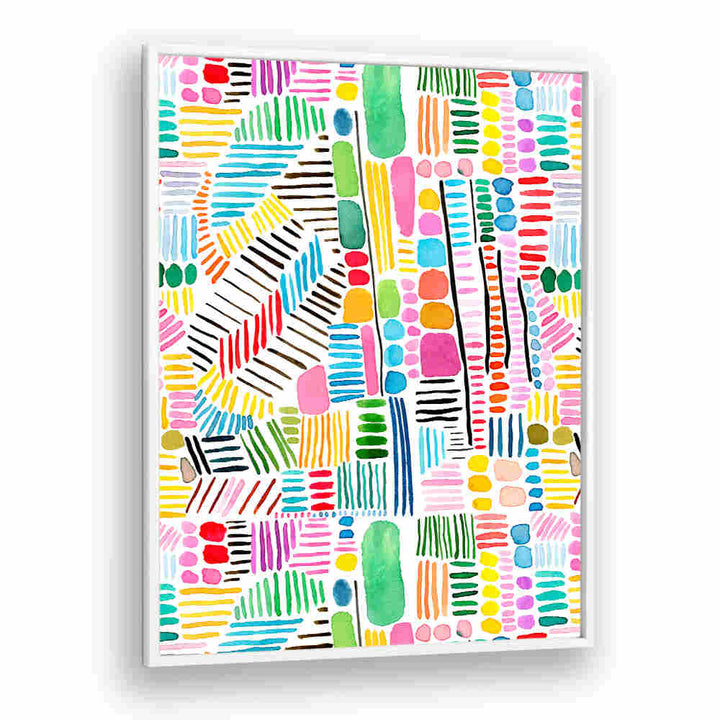 RAINBOW STITCHES WHITE BG , PATTERN ART PRINTS