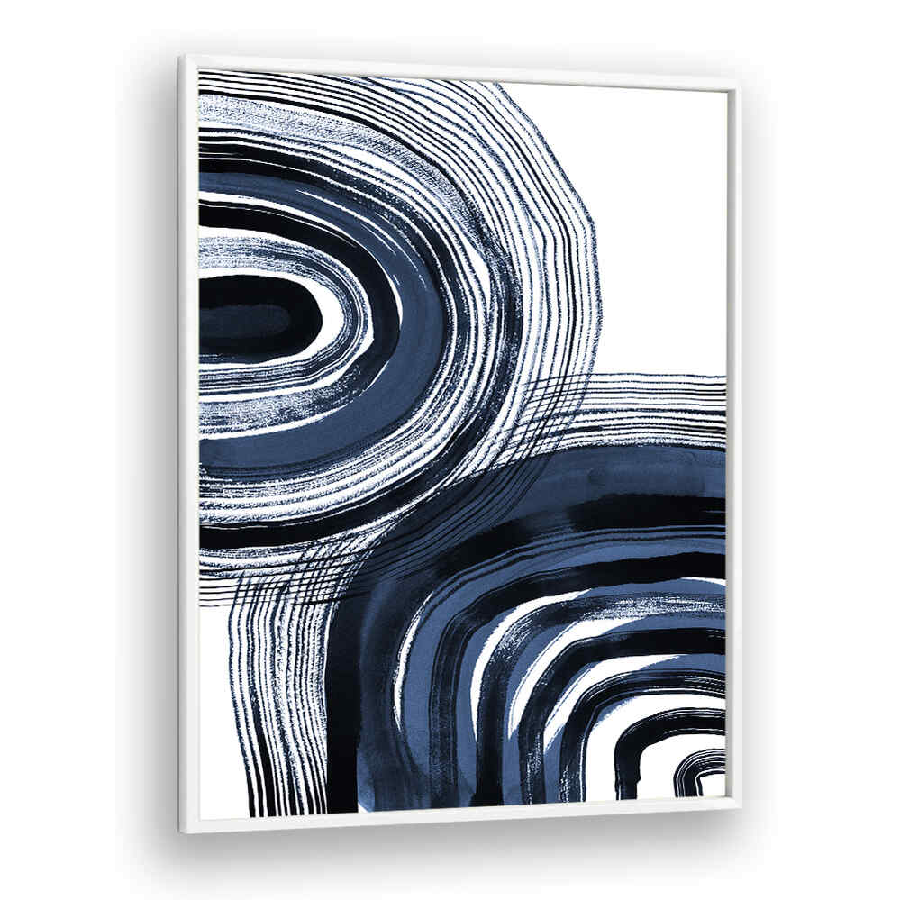 Elevate your decor with CONCENTRIC BLUE AND BLACK BRUSHSTROKES, ABSTRACT PAINTINGS, a stunning nod to modern elegance.