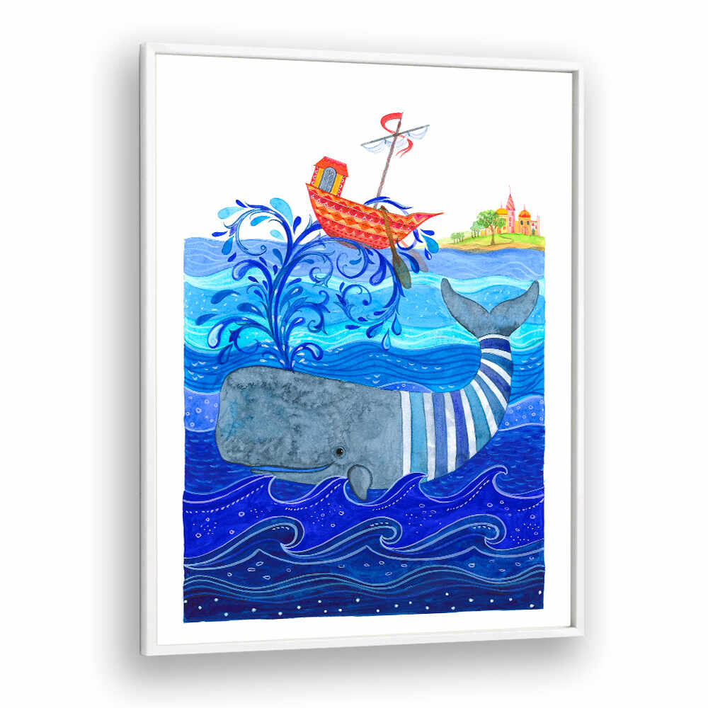 WHIMSICAL WHALE RIDE , KIDS ROOM PAINTINGS