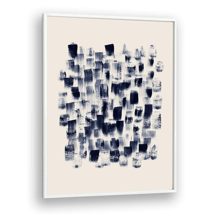 Elegant ABSTRACT NAVY RAIN ON CREAM, ABSTRACT PAINTINGS blend navy hues on a soft cream background, perfect for modern decor.