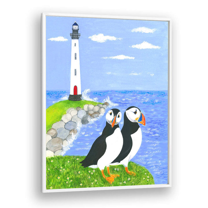 PUFFINS BY THE SEA , KIDS ROOM PAINTINGS