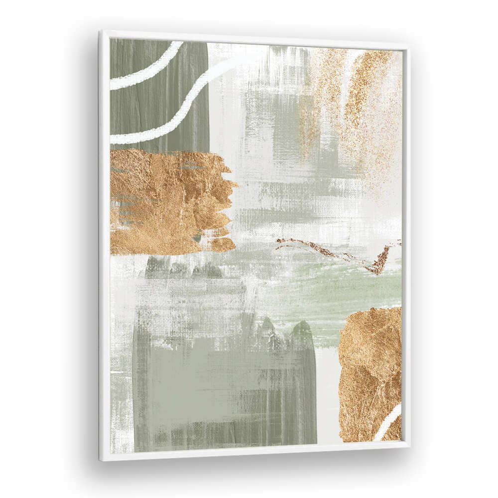 WHITE LINES ON GREEN II , BOHO ART PAINTINGS