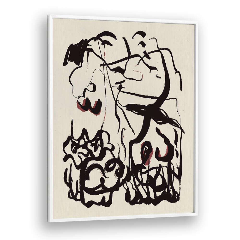 BLACK LINES AND SUBTLE RED ACCENTS , ABSTRACT PAINTINGS