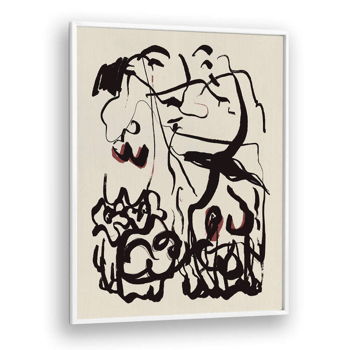 BLACK LINES AND SUBTLE RED ACCENTS , ABSTRACT PAINTINGS