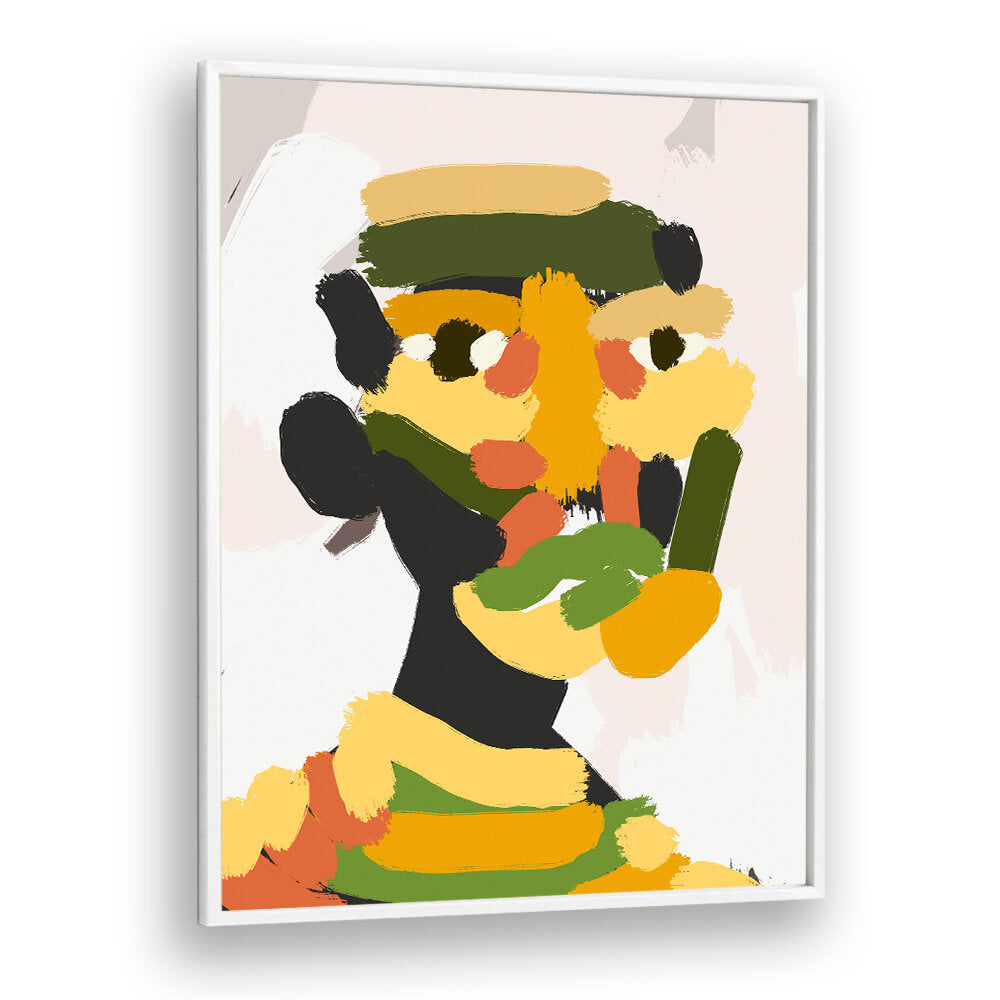 YELLOW GREEN TRIBAL PORTRAIT , PORTRAITS & FIGURATIVE ILLUSTRATIONS