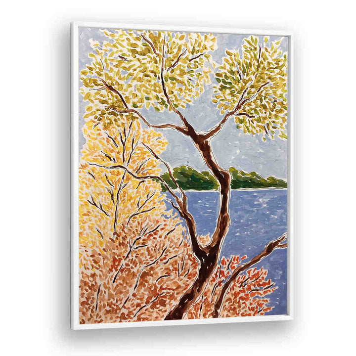 AUTUMN BY THE LAKE , FLORAL FLOWER PAINTINGS