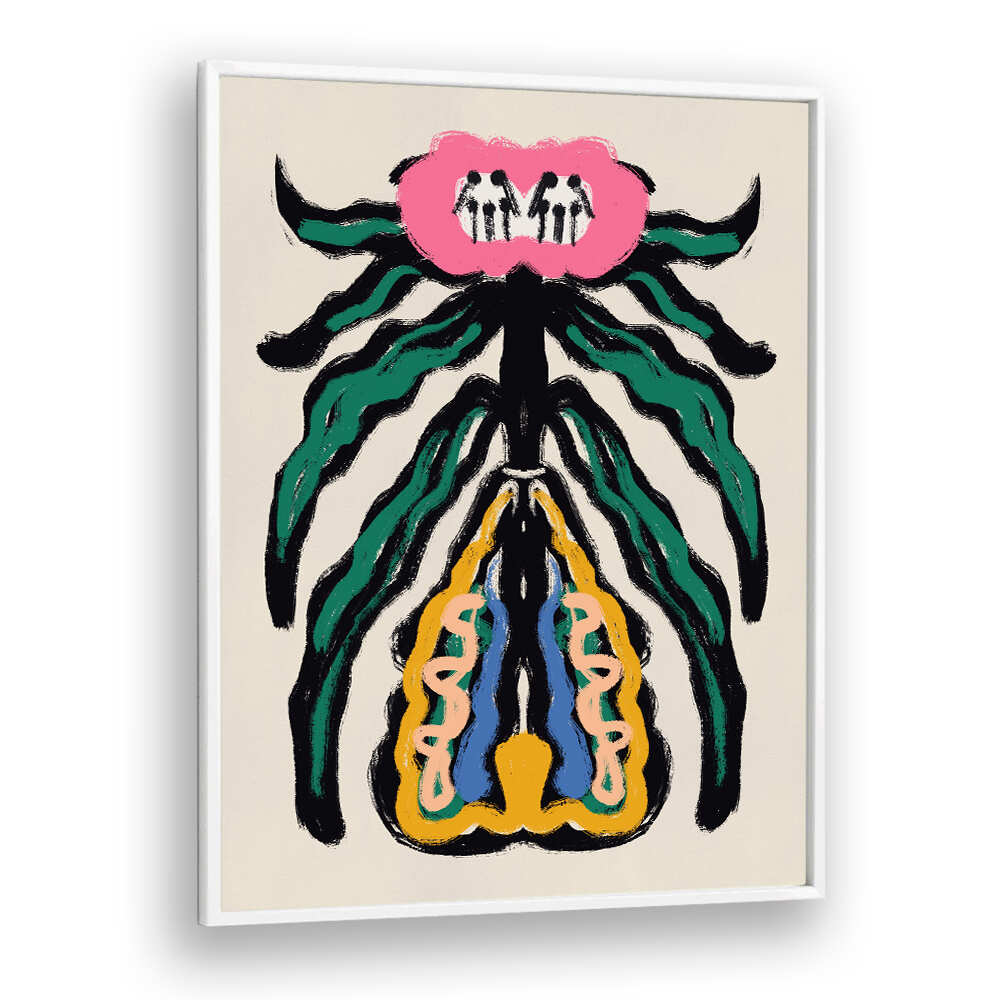 SYMMETRICAL DESIGN WITH A PINK FLOWER , FLORAL FLOWER PAINTINGS