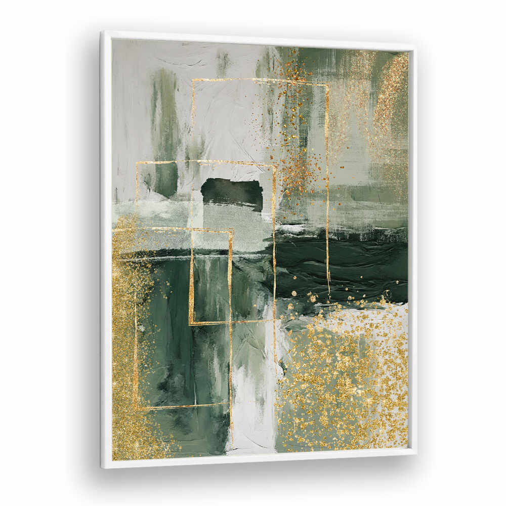 GREEN AND GOLD MOMENT III , ABSTRACT PAINTINGS