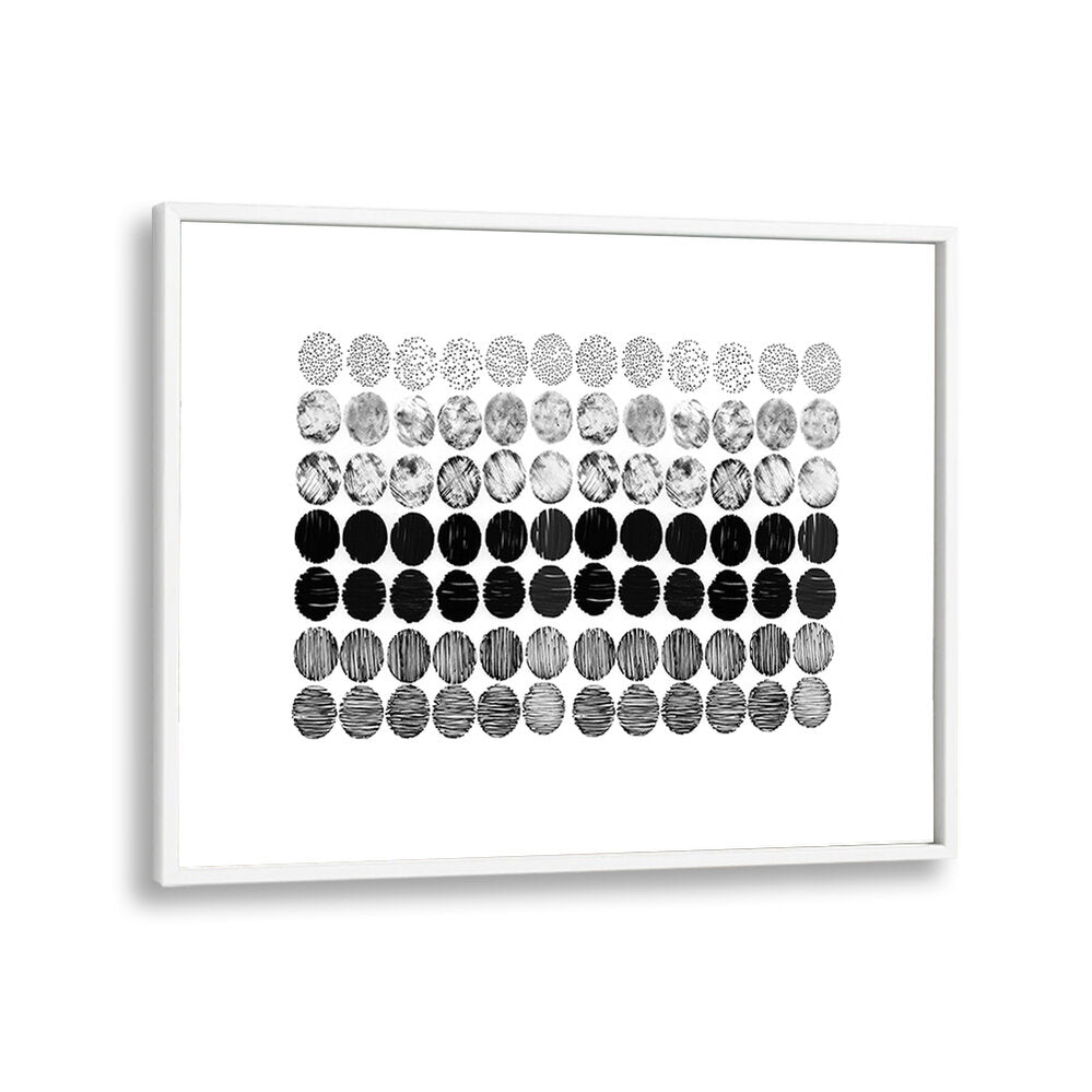 Stylish black and white MEDITATION CIRCLES II, ABSTRACT PAINTINGS, perfect for enhancing your tranquil space.