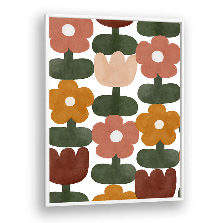 RETRO FLORAL GRID , KIDS ROOM PAINTINGS