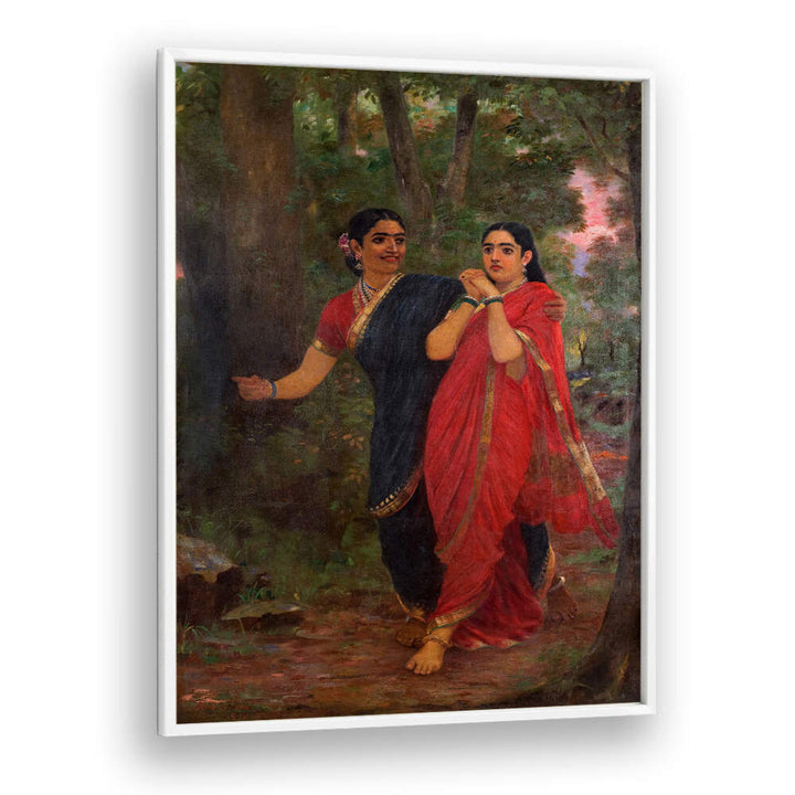 RAVI VARMA DRAUPADI AND SIMHIKA , INDIAN ART PAINTINGS