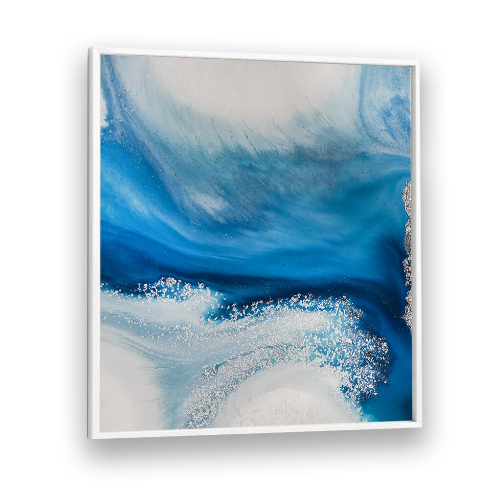 Vibrant SHALLOW SEAS, ABSTRACT PAINTINGS featuring flowing blues and glimmers, perfect for transforming your space.