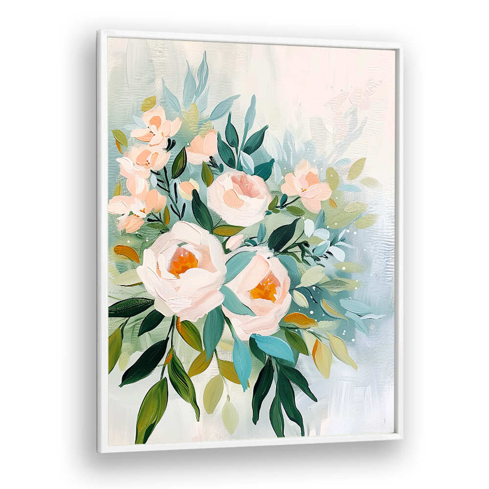 EVERGREEN GREEN PAINTERLY FLORALS III ,FLORAL FLOWER PAINTINGS