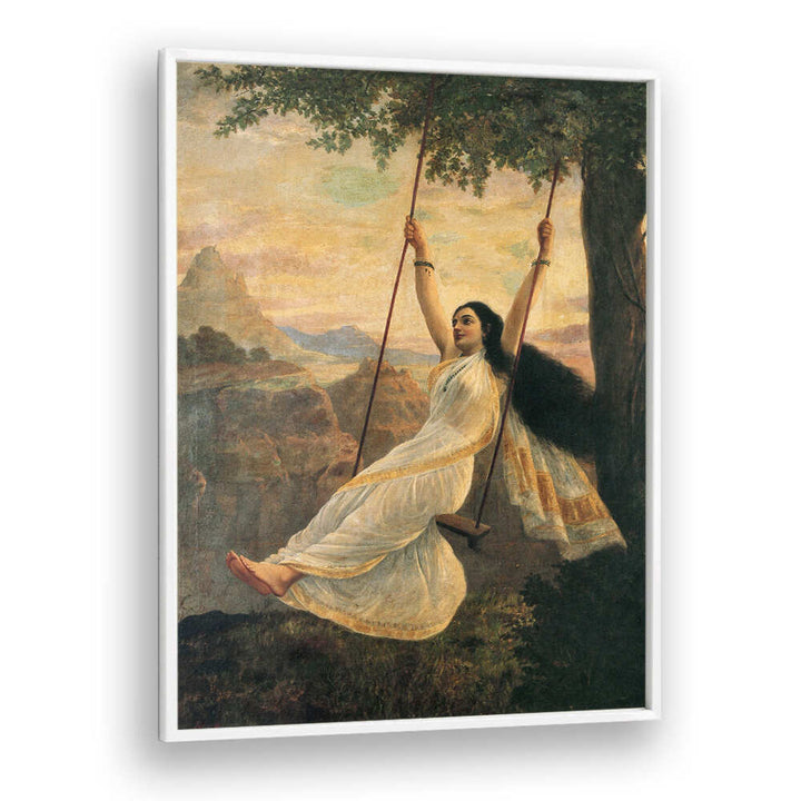 MOHINI ON A SWING , INDIAN ART PAINTINGS