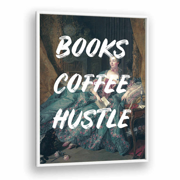 BOOKS COFFEE WHITE , ALTERED ART PRINTS