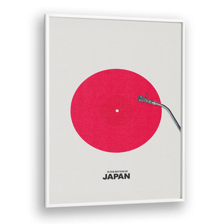 Minimalist JAPAN RHYTHM , JAPANESE PAINTINGS artwork featuring a vibrant red circle, perfect for modern decor.