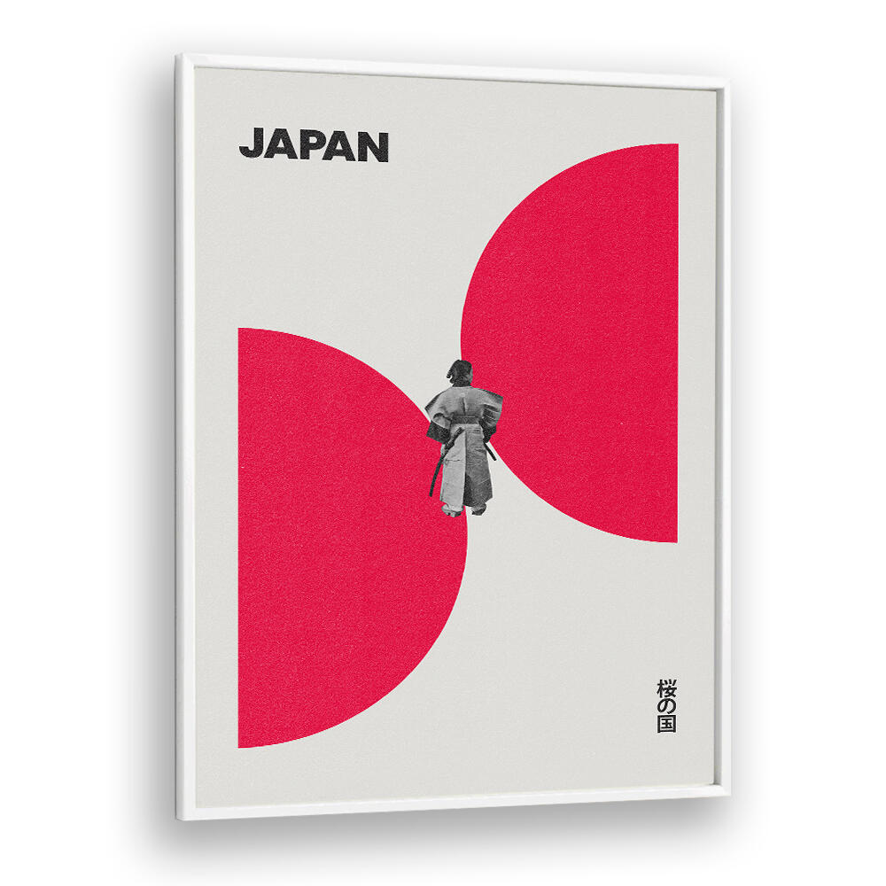 Stylish JAPAN WAY, JAPANESE PAINTINGS print featuring a traditional figure against bold red circles. Perfect for decor.