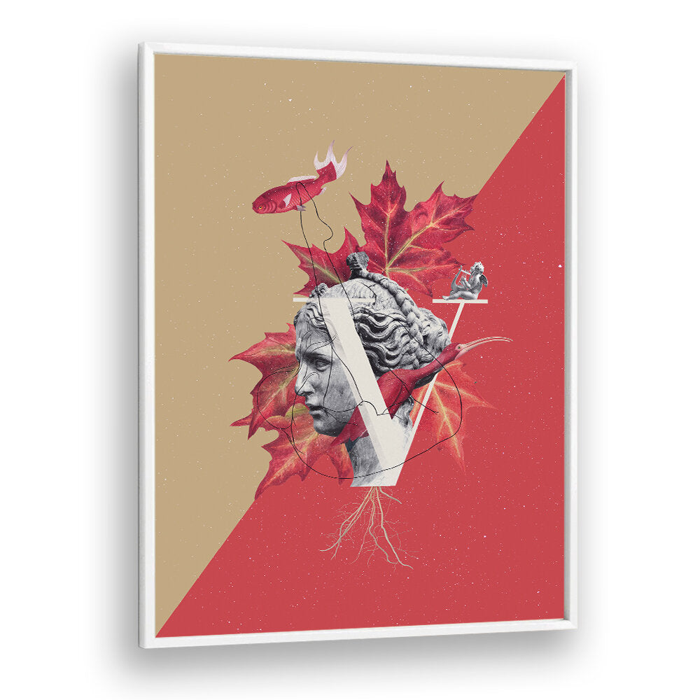 Stunning VENUS, SURREAL ART PRINTS with a unique design featuring leaves and a classical bust, perfect for any space.